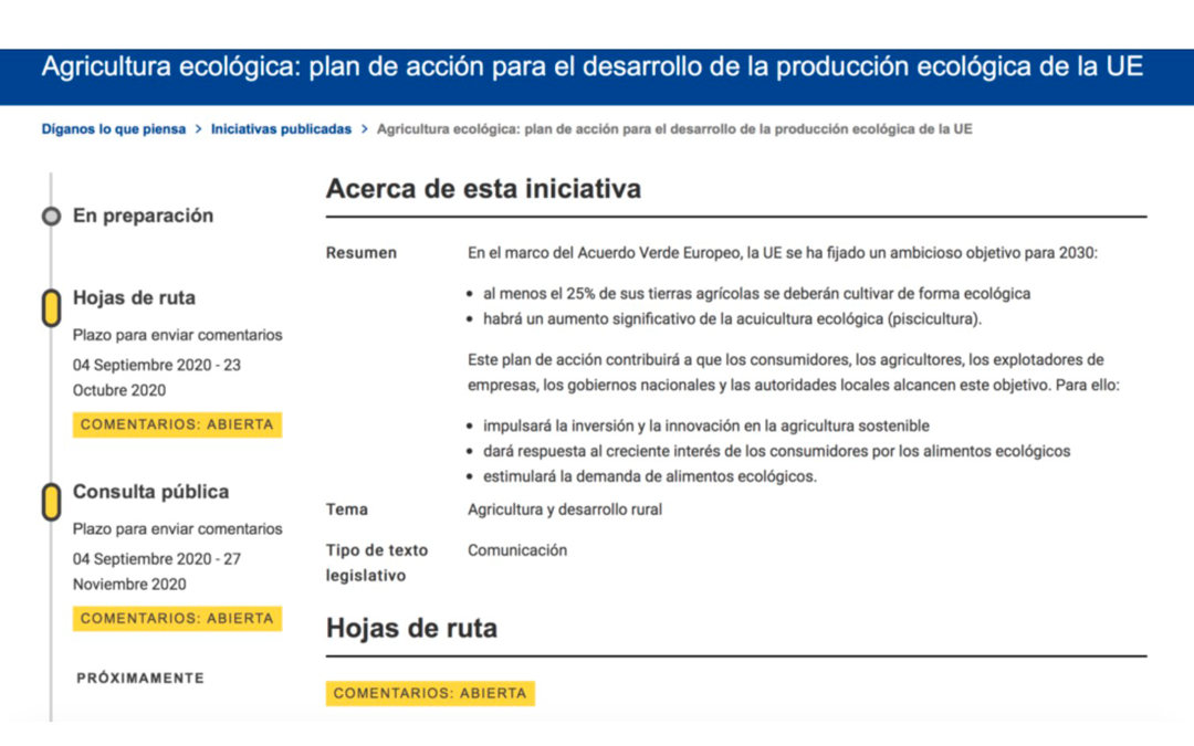 “La Hoja de Ruta para la producción ecológica europea debe ser valiente y coherente con las demás estrategias”