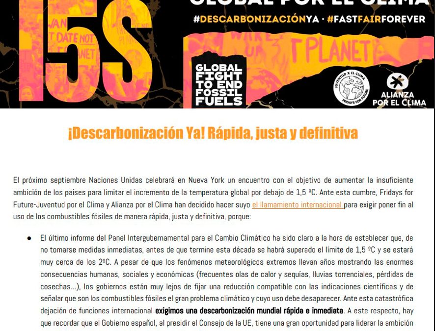 Desde Alianza por el Clima decimos: ¡Descarbonización Ya!